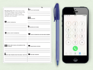 A smart phone laying next to a pen and blank form.