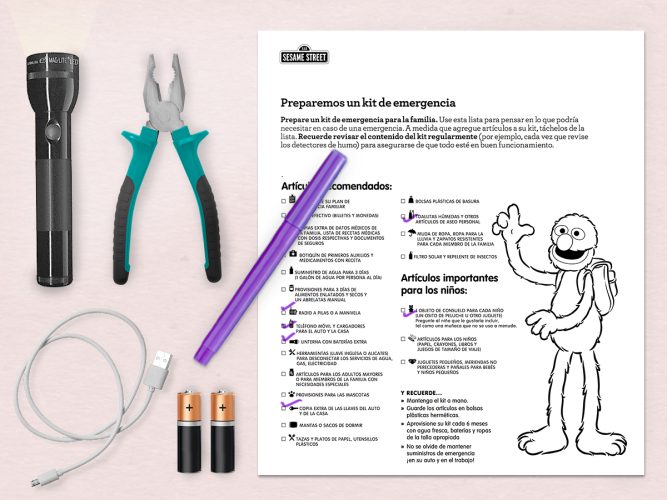 Let's pack an emergency kit Spanish printable