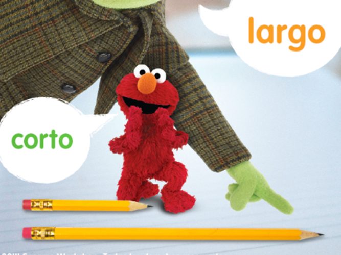 Elmo measuring pencils.