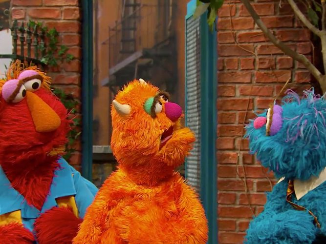 Three Sesame Street Muppets.