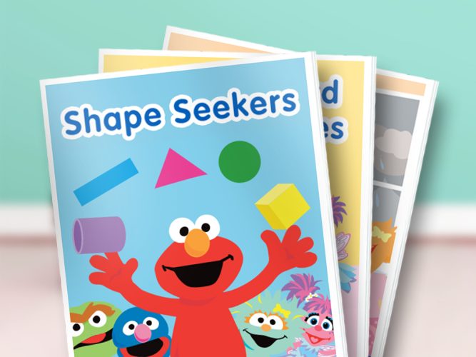 3 books stacked on top of each other featured Elmo and other excited muppets