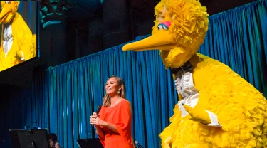 Chrissy Teigen with big bird.