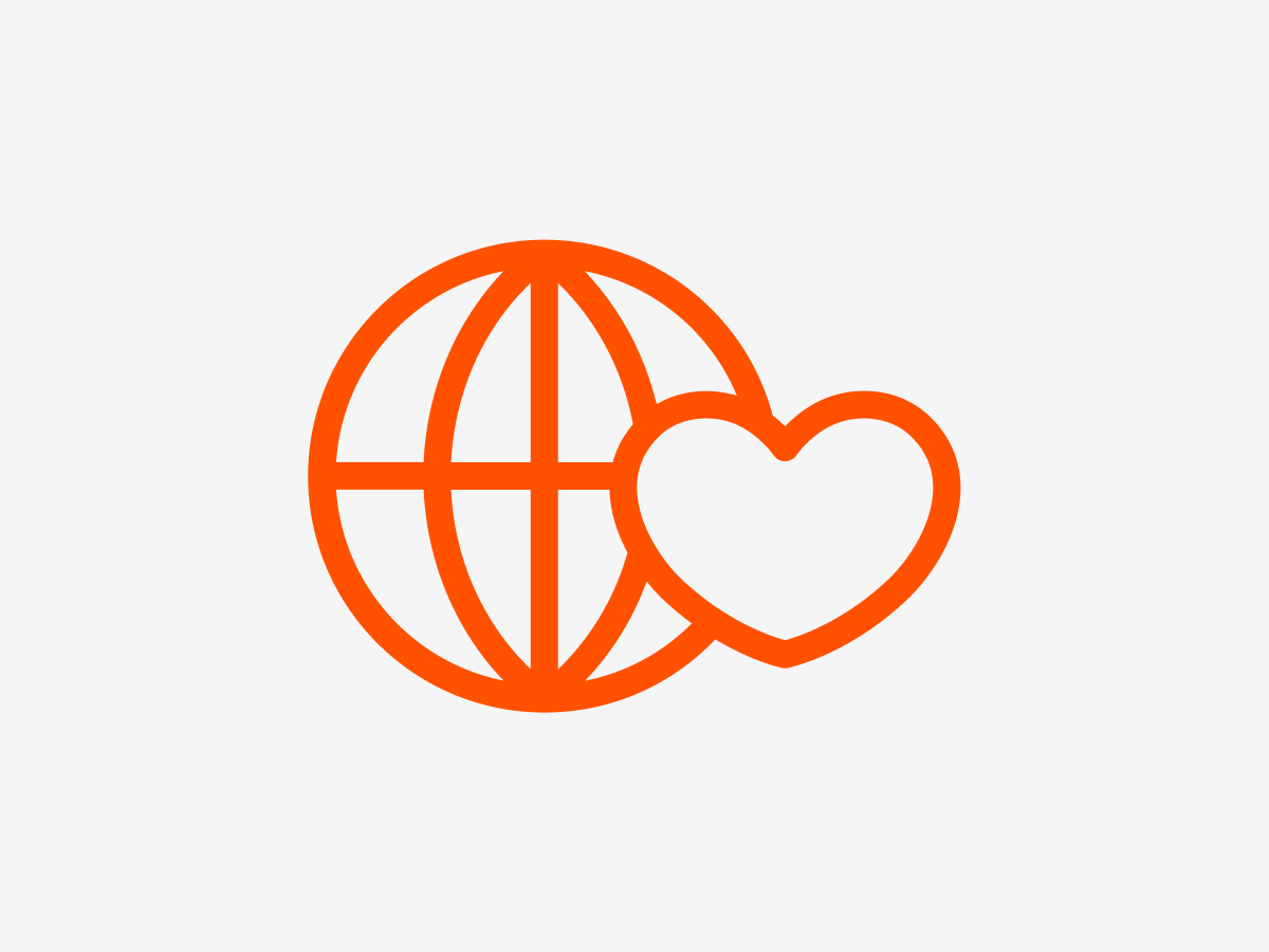 Pictogram of a world with a heart.