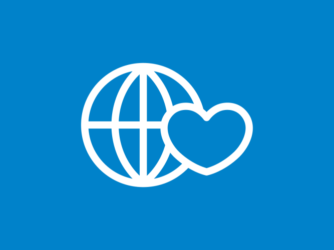 Pictogram of a world with a heart.