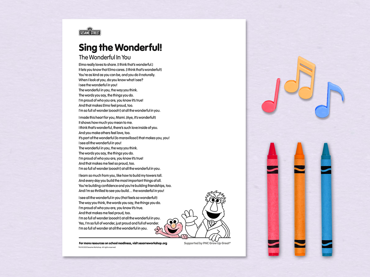 Sing the Wonderful! Lyric sheet - Sesame Workshop