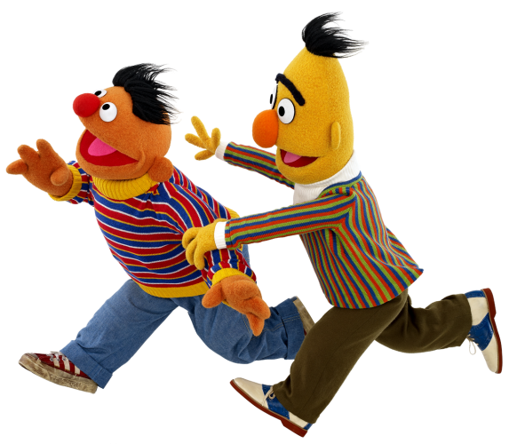 Bert and Ernie running