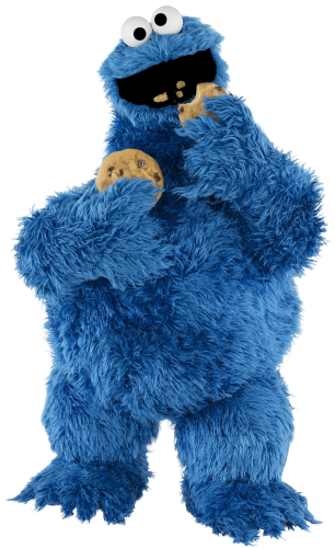 Cookie Monster eating a cookie