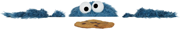 Cookie Monster peeking and looking at a cookie