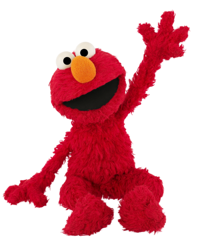 Elmo sitting and waving