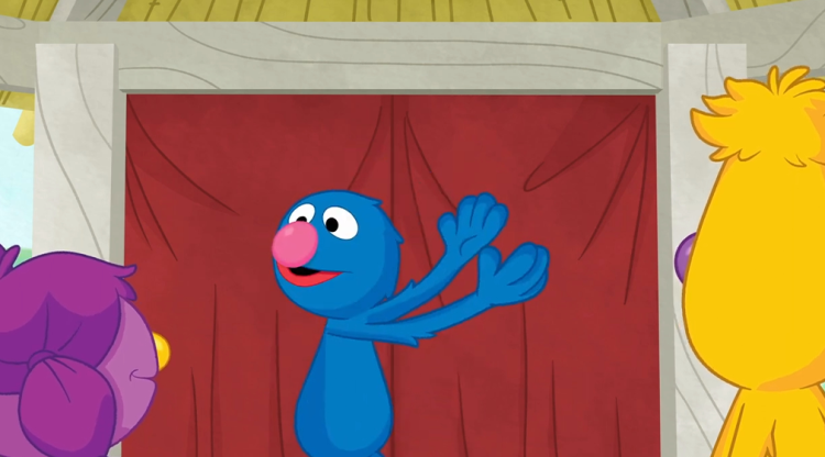 An animation of Grover, Basma, and Jad