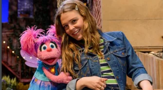 Abby Cadabby poses with a woman