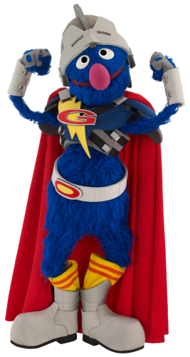 Super Grover flexing his muscles
