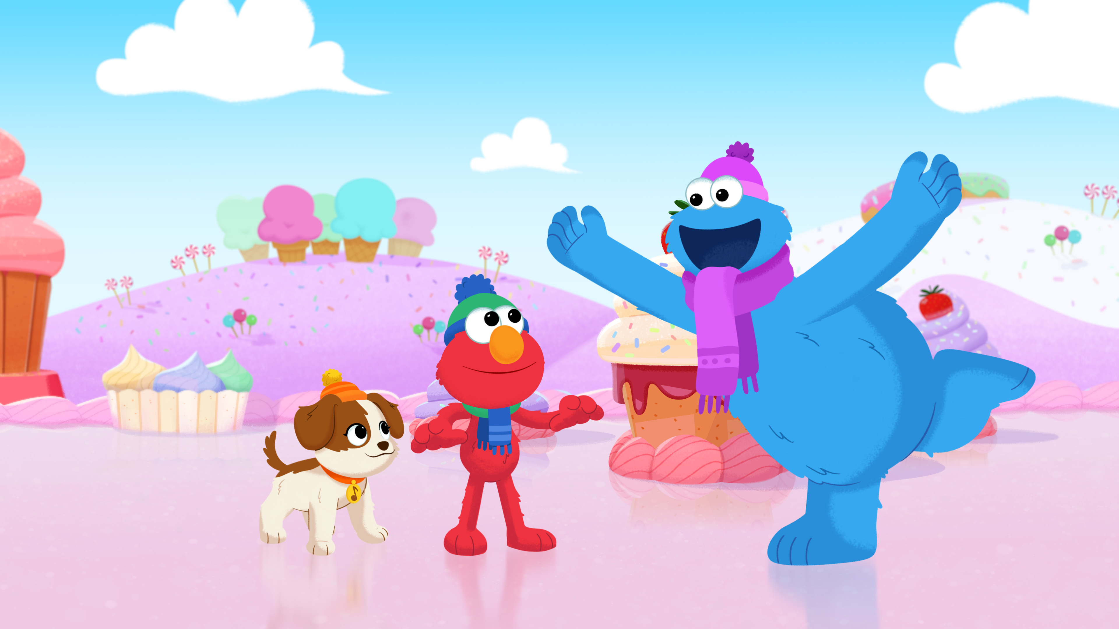 Tango, Elmo, and Cookie Ice Skating