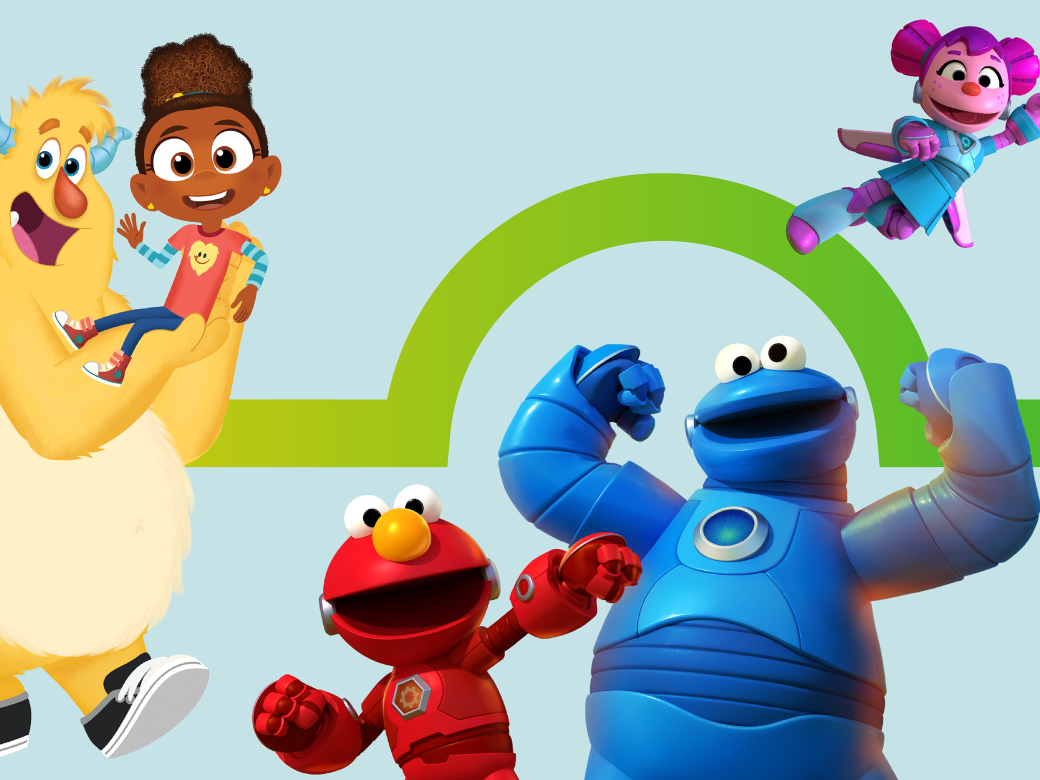A collection of Sesame Workshop characters.