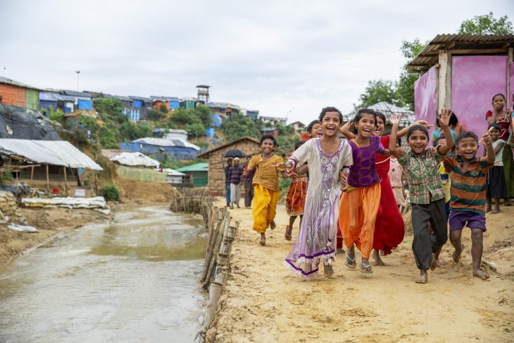 Children living in the Rohingya refugee camps in Cox’s Bazar, Bangladesh.