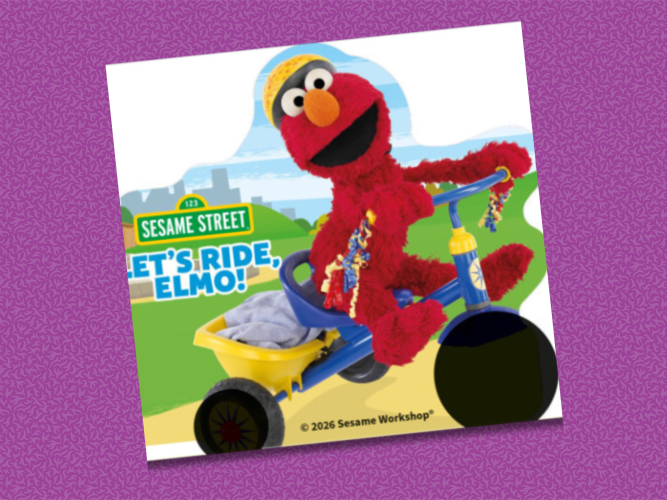 Elmo on a bike