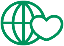 World with heart in green