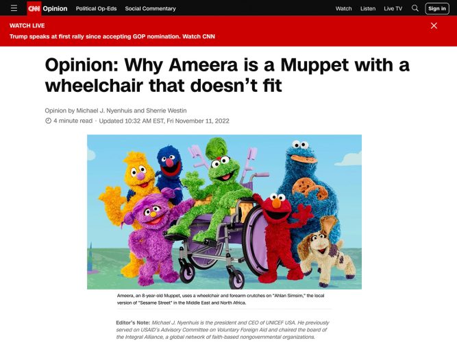 Opinion Why Ameera is a Muppet with a wheelchair.