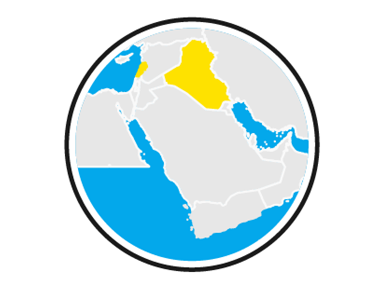 Globe with Iraq and Lebanon highlighted