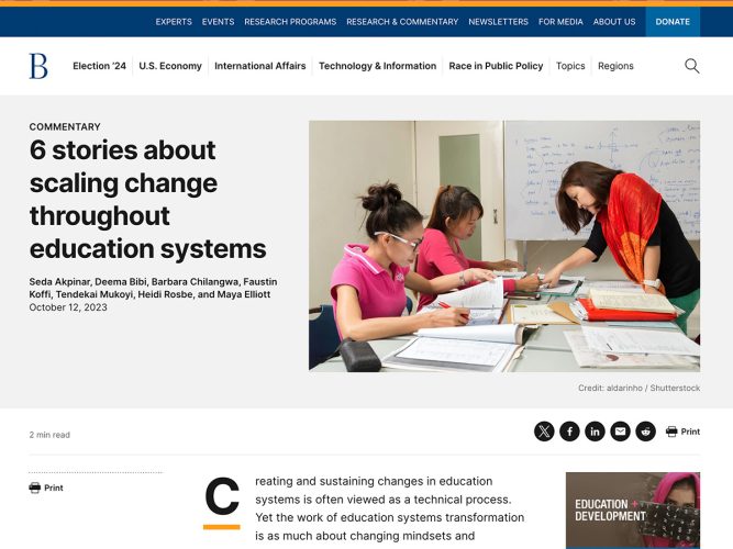 www.brookings.edu article about scaling change throughout education systems