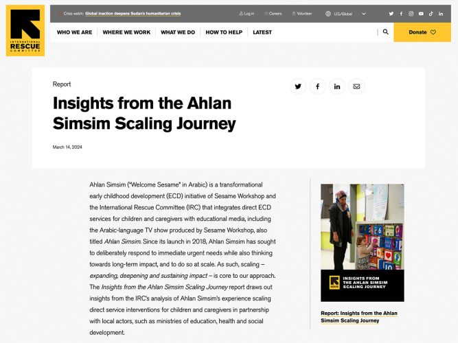 www.rescue.org article on insights on ahlan-simsim scaling