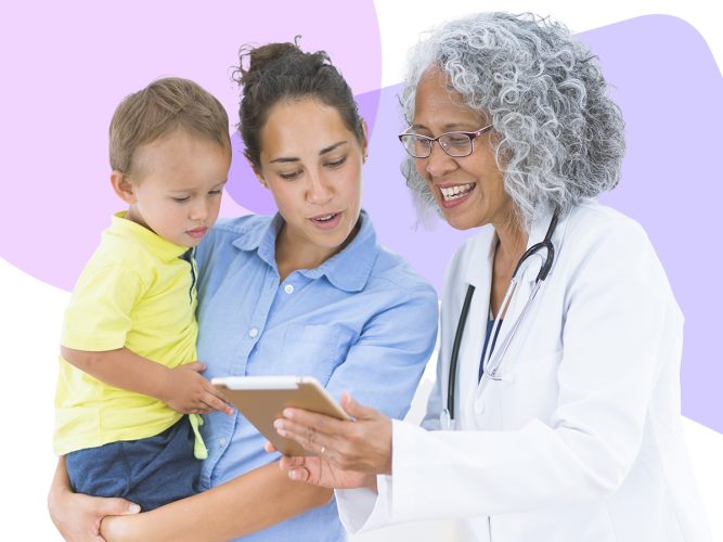 parent and pediatrician in conversation