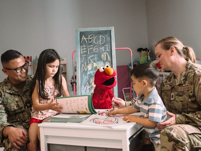 Elmo with a Military Family