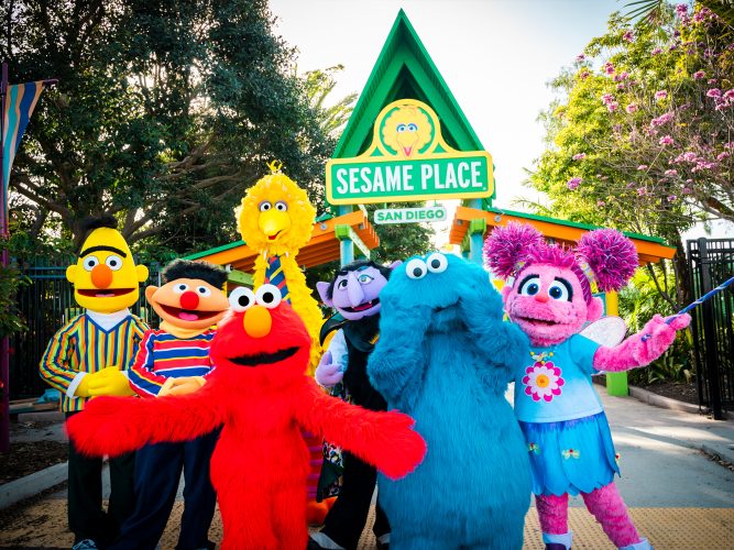 Sesame Street characters at Sesame Place San Diego.