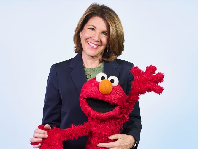 Sherrie Westin and Elmo.