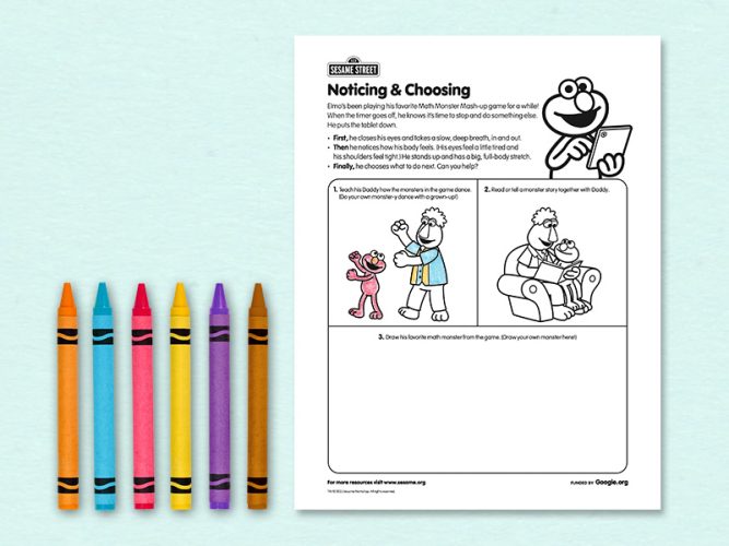 noticing and choosing printable.