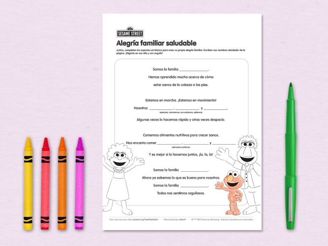 healthy family cheer printable in spanish.