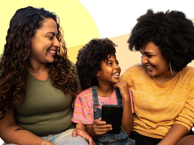 Adults and Child sitting together.