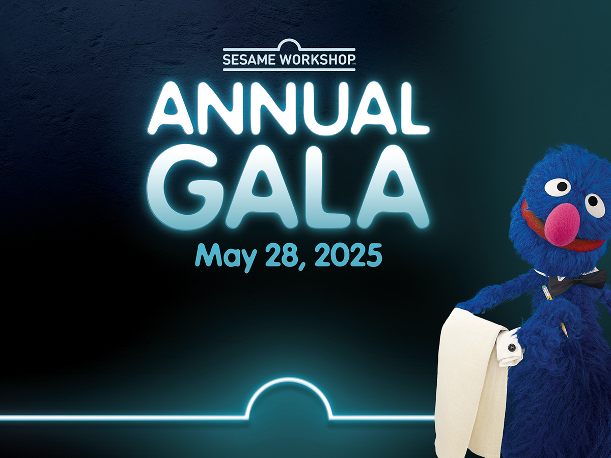 Grover dressed as a waiter in front of the words Annual Gala May 28, 2025