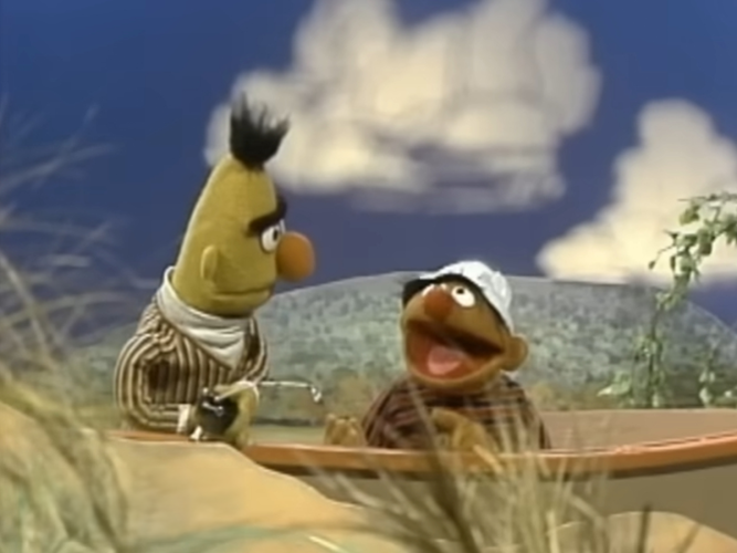 Bert and Ernie fishing.
