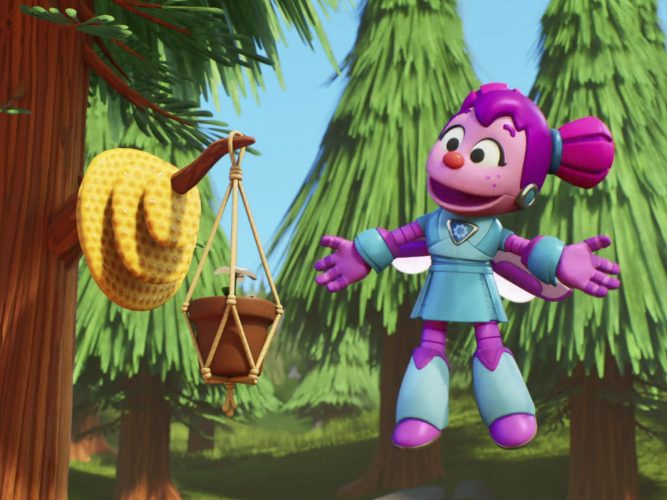 Mecha Abby and a beehive.