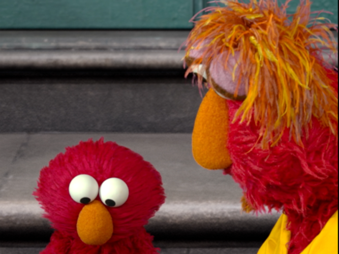 Elmo and Louie talking