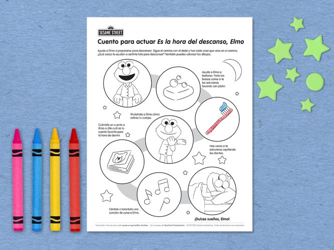 Time for Sleep Elmo printable in Spanish.