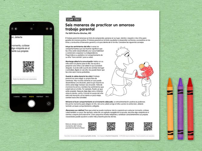 6 ways to practice nurturing parenting printable in Spanish.
