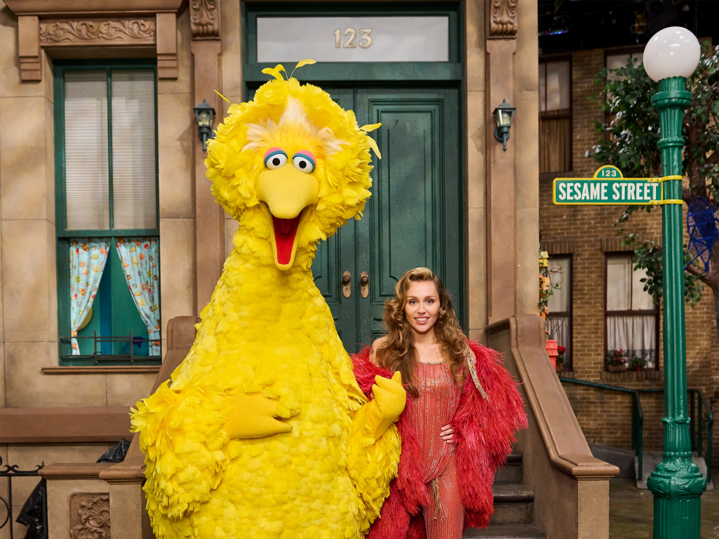 Miley Cyrus and Big Bird.