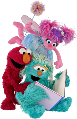 Elmo, Abby and Rosita reading.
