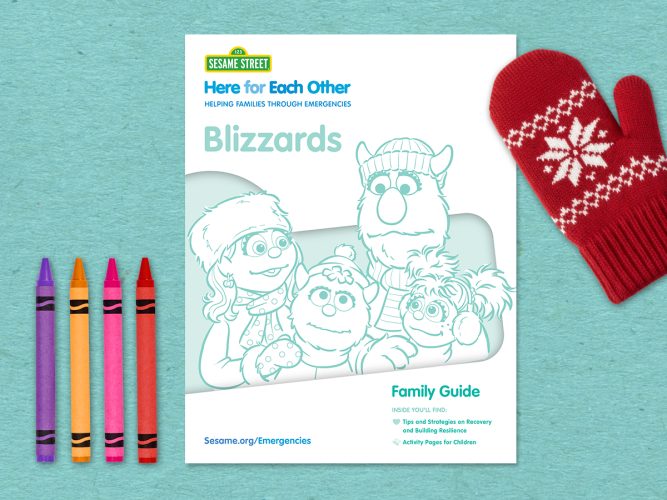 A cover printable of Blizzards with Abby's mom, Abby's stepbrother Rudy, Abby's dad, and Abby.