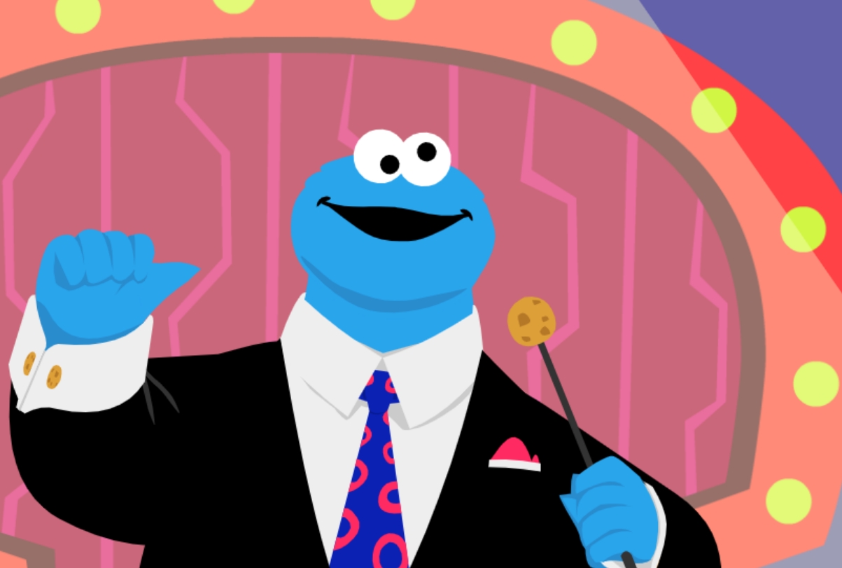 Cookie Monster as a Gameshow host