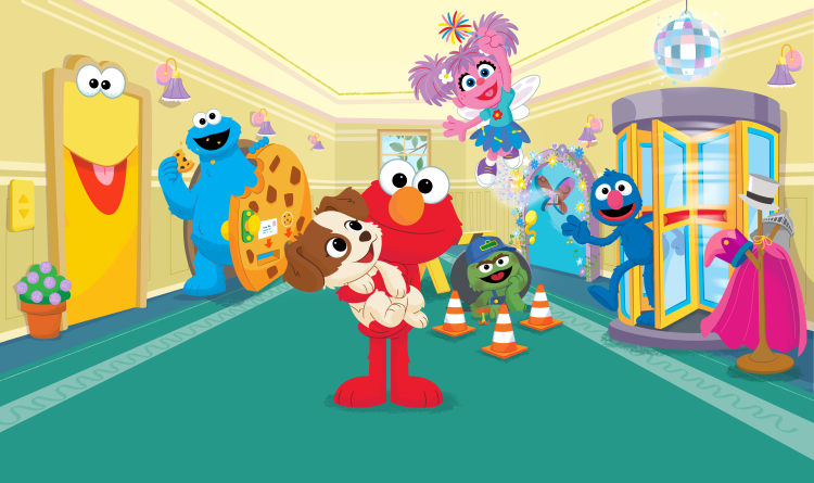 Elmo, Cookie Monster, Abby Cadabby, Grover and friends.