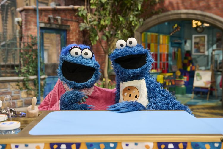 Cookie Monster and his mom