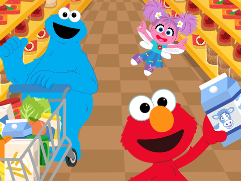 Elmo Cookie and Abby at the Supermarket