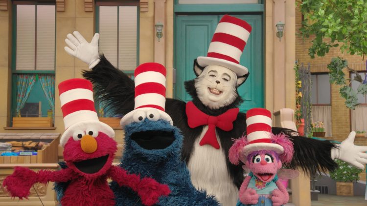 Sesame Street characters with Cat in the Hat